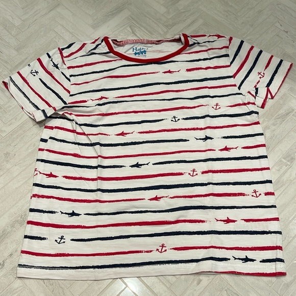 Hatley nautical red white and blue striped tee shirt, size 6 - Picture 1 of 3